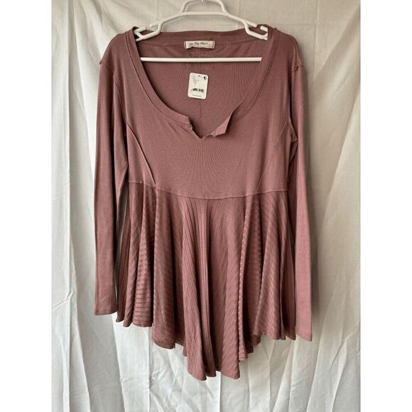 We the Free Womens Clover Split Neck Babydoll Top in Antique Oak Size Small - Picture 1 of 2